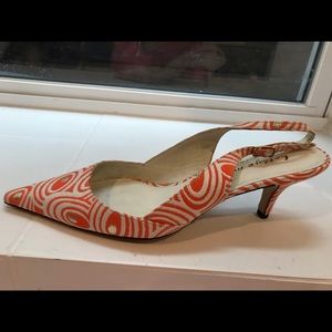 EUC Bettye Muller Orange and White Slingbacks